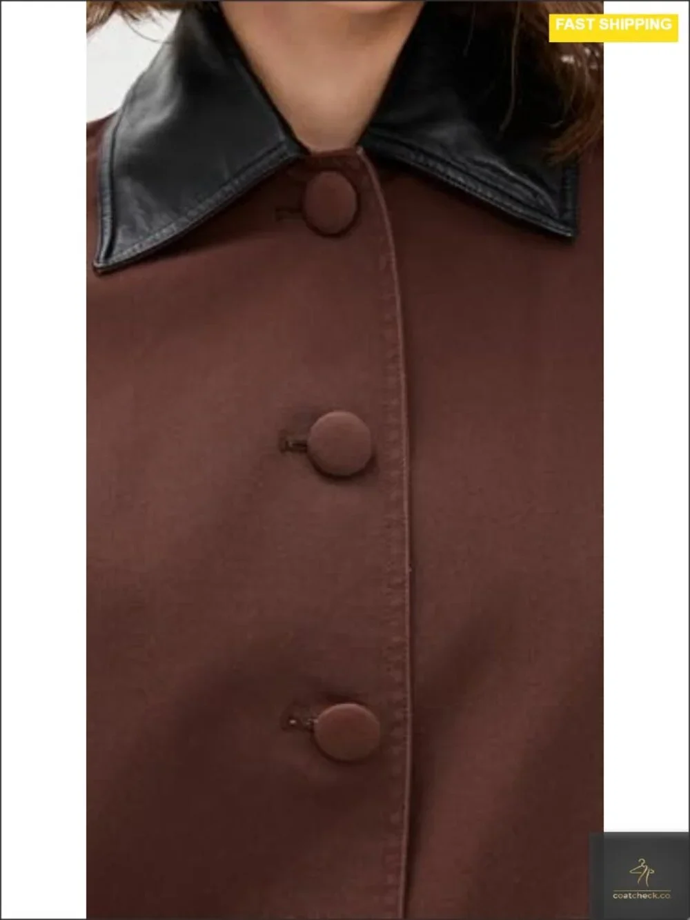 Oversized Utility Barn Jacket Faux Leather Trim Long Sleeve Cotton Canvas